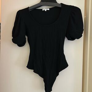 Puff sleeve ribbed bodysuit